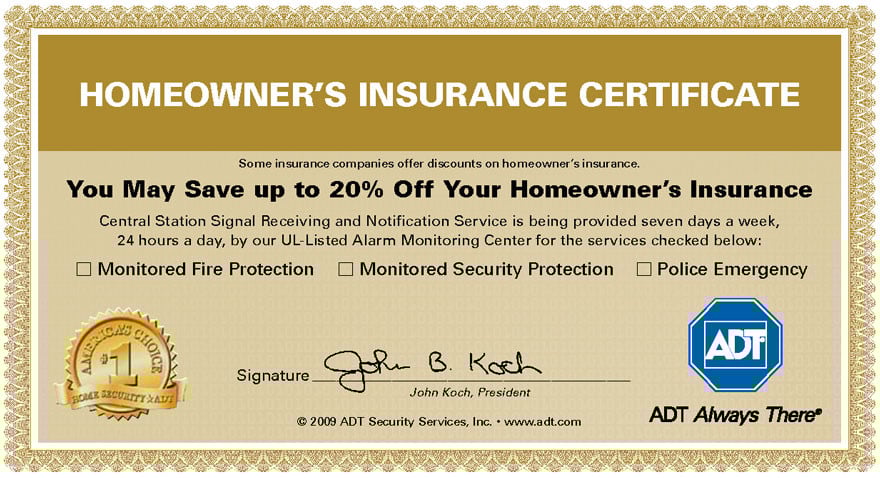 Homeowner's Insurance Certificate